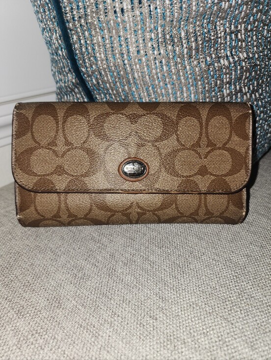 Coach Handbags - Coach Signature Brown Fold-Over Wallet